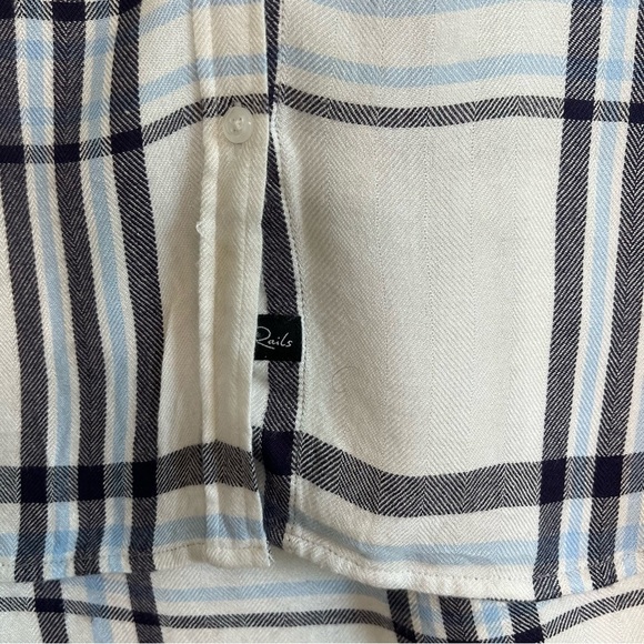 2/$30 Rails Soft Blue and White Plaid Casual Button Down Short Sleeve Shirt - Picture 4 of 10